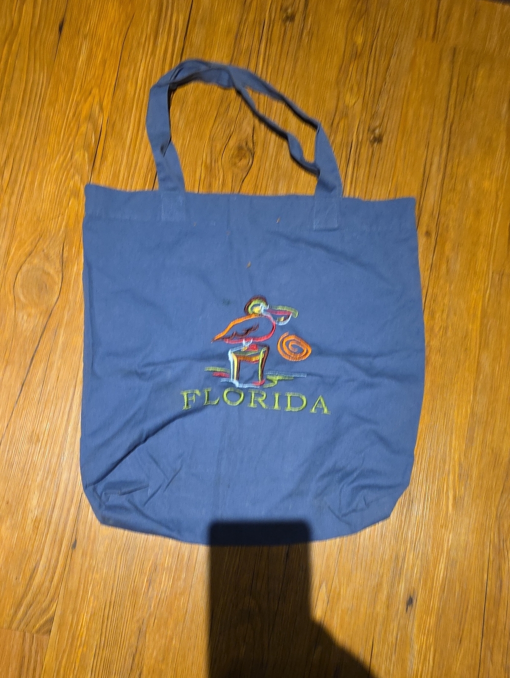 Blue Florida Embroidered Tote Bag Lightweight And Foldable
